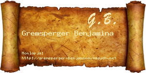 Gremsperger Benjamina névjegykártya